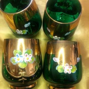 Gorgeous Green Italian Glass Made Cups (sert of 4)